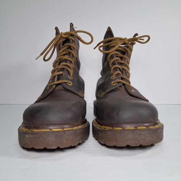 VTG Dr Martens 1460 Boots UK 7, US Men 8 Women 9 Made in England Air Wair Brown - Picture 8 of 16